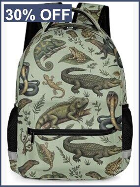 Realistic Reptile Backpack for Kids, 17 Inch, Water Resistant, with Reflective